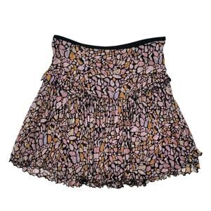 Diane von Furstenberg 'Delight' Silk Mesh Skirt Abstract Print Size 6 Pink Black